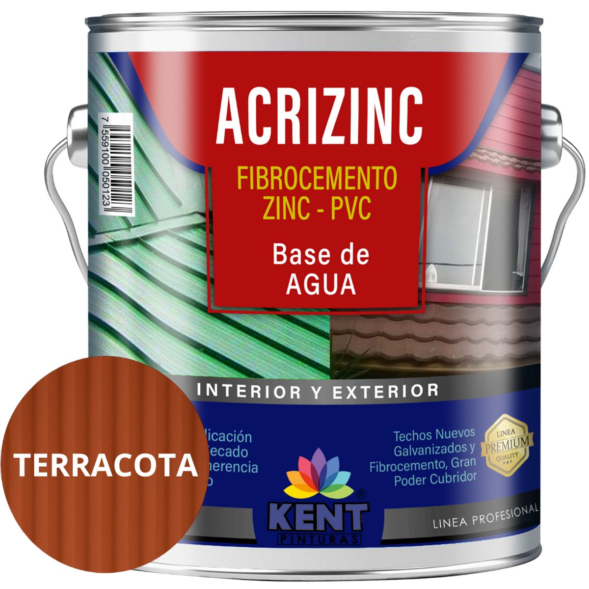 KENT - Pintura para techos Acrizinc Galon terracota