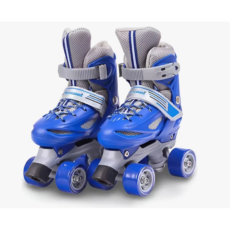 GENERICO - Patin 4 Ruedas Ajustable + Set De Protección  XS Azul