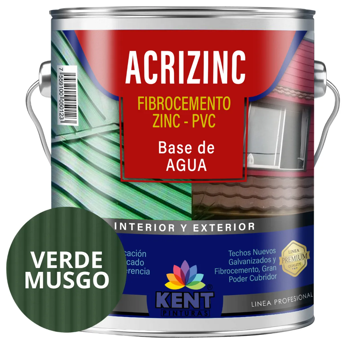 KENT - Pintura para techos Acrizinc Galon Verde musgo