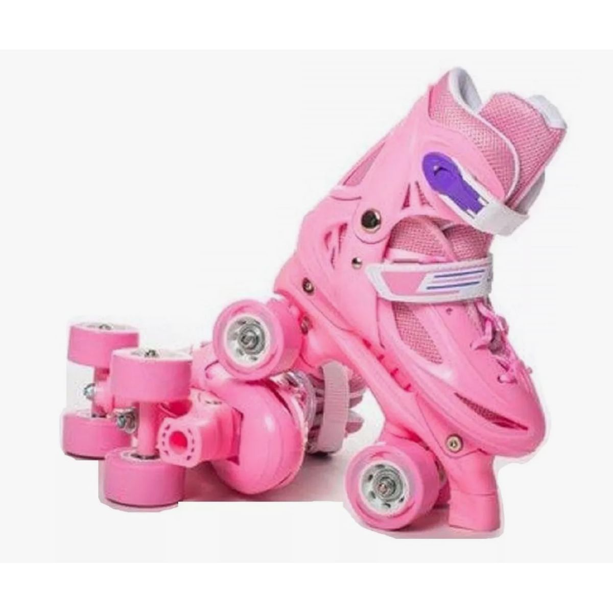 GENERICO - Patin 4 Ruedas Ajustable + Set De Protección ROSADO XS