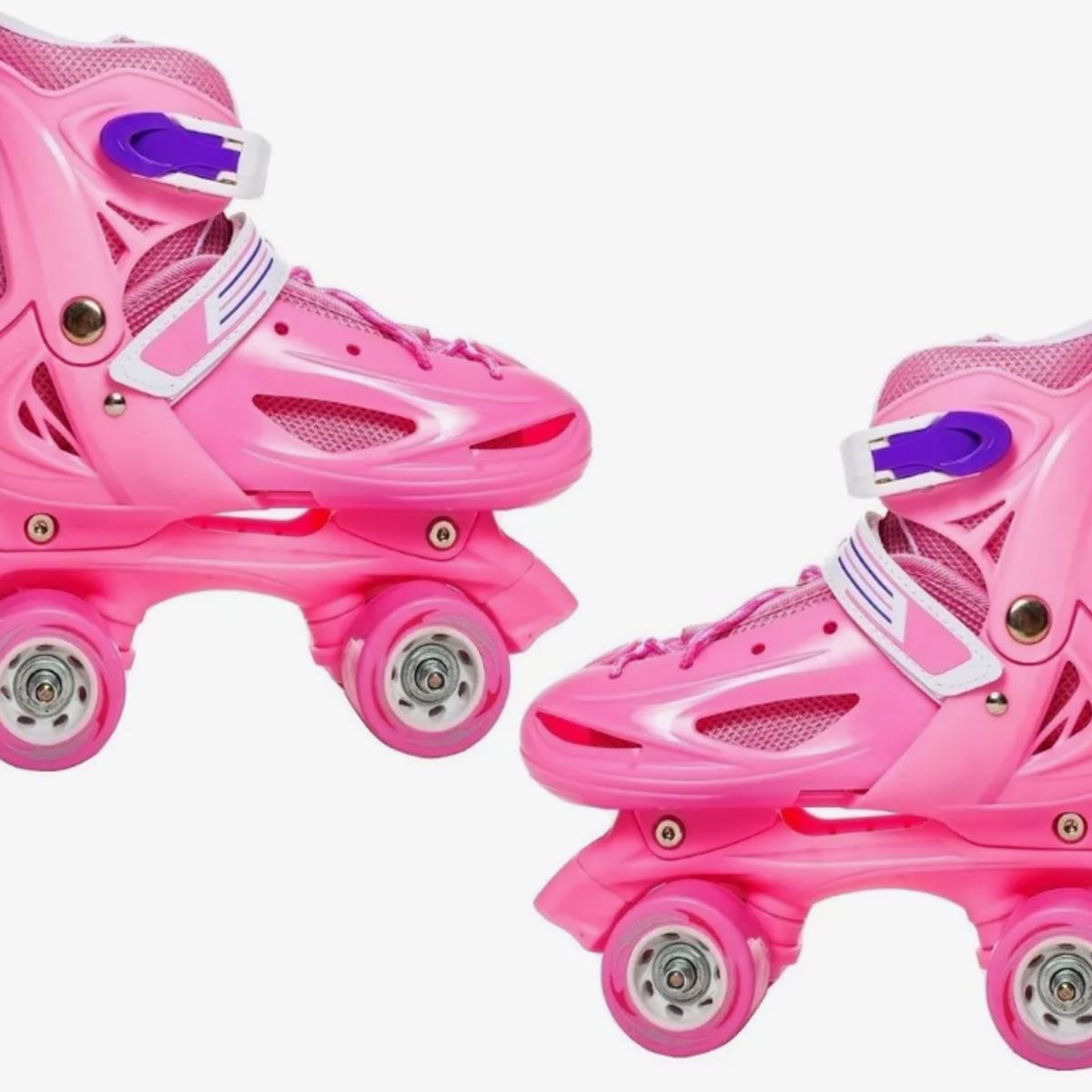 GENERICO - Patin 4 Ruedas Ajustable + Set De Protección ROSADO XS