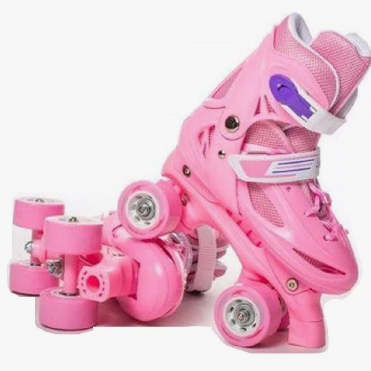 GENERICO - Patín 4 Ruedas Ajustable + Set De Protección Rosado S