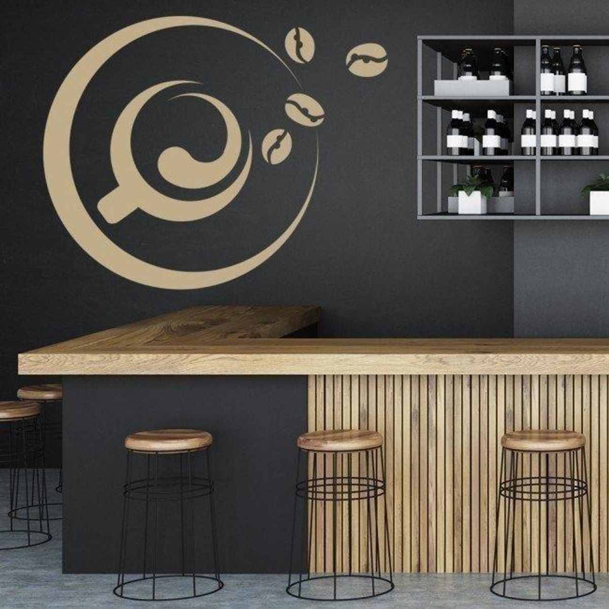 GENERICO - Decomural Coffee Cup And Beans Cafe Food And Drink WS-15209