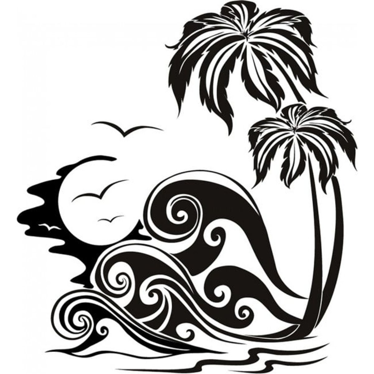 GENERICO - Decomural Tropical Palm Trees Beach Ocean WS-15433