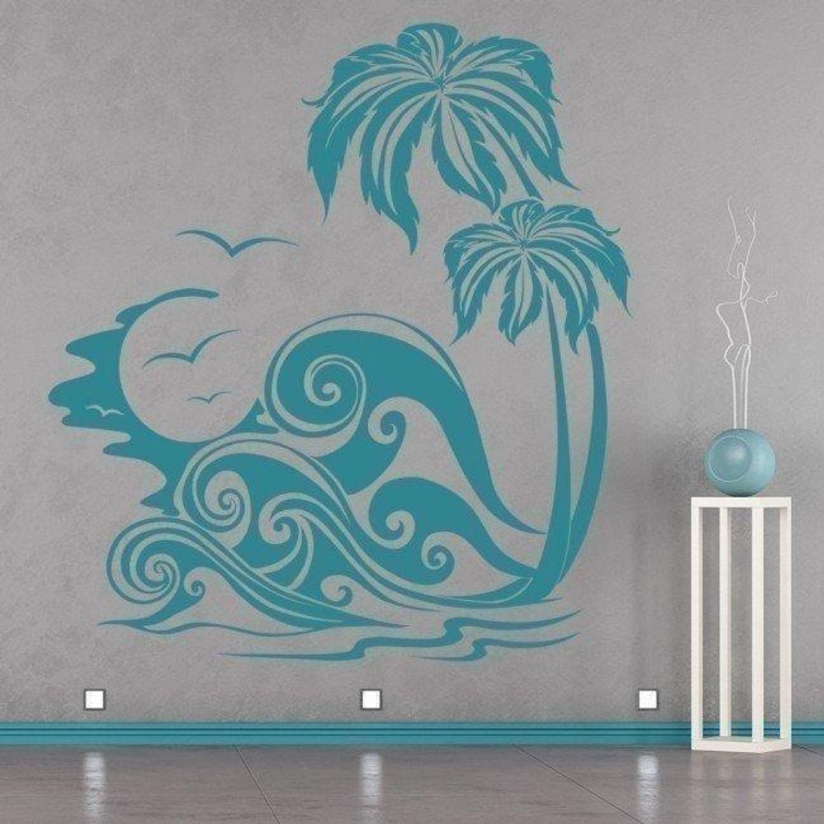 GENERICO - Decomural Tropical Palm Trees Beach Ocean WS-15433
