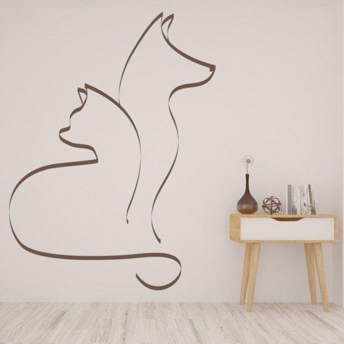 GENERICO - Decomural Cat & Dog Simple Outline Canine Feline WS-15583
