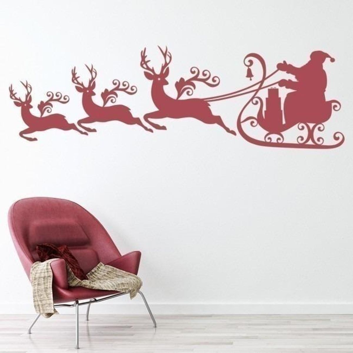 GENERICO - Decomural Santa Sleigh Reindeer Christmas WS-17284