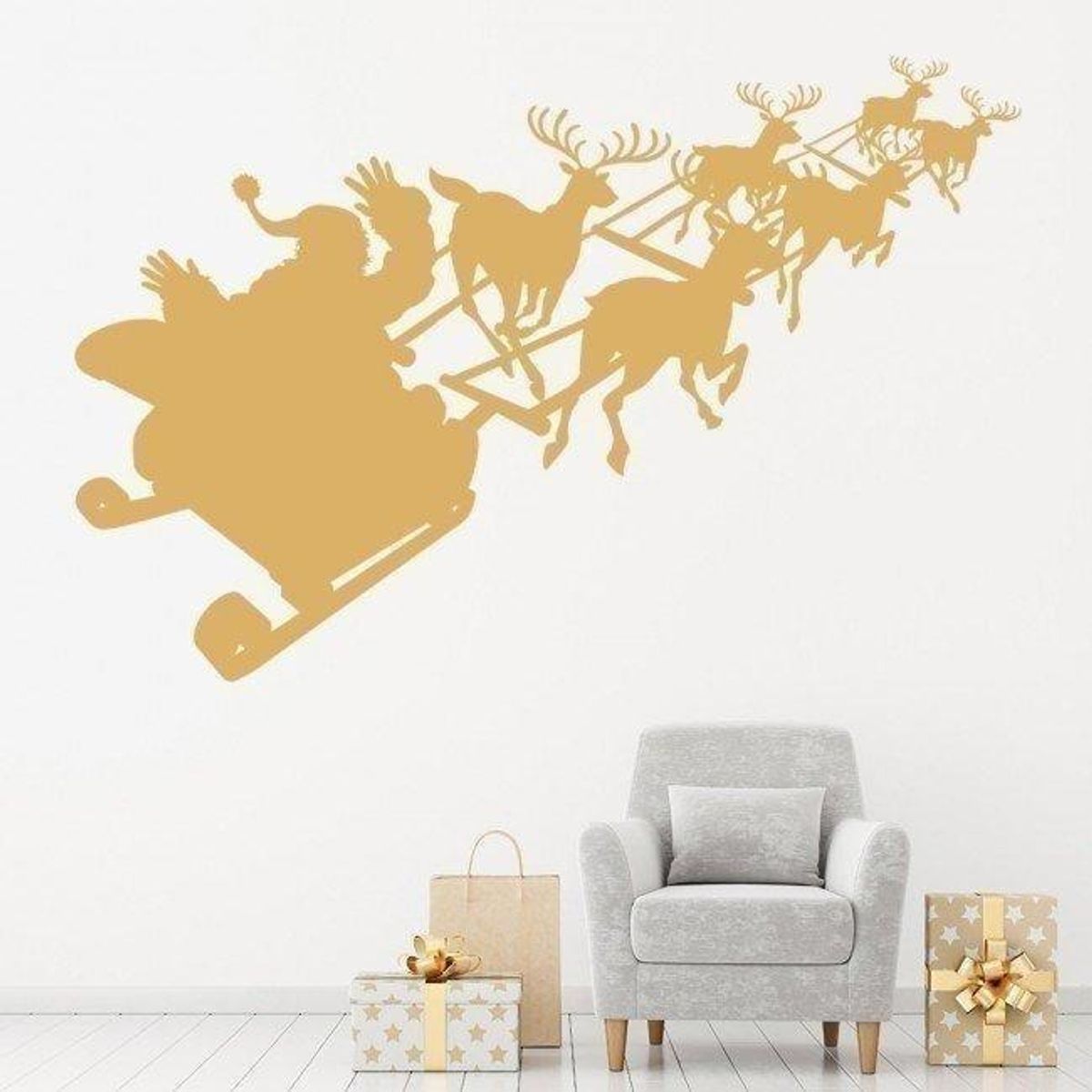 GENERICO - Decomural Santa Sleigh Christmas Reindeer WS-17285