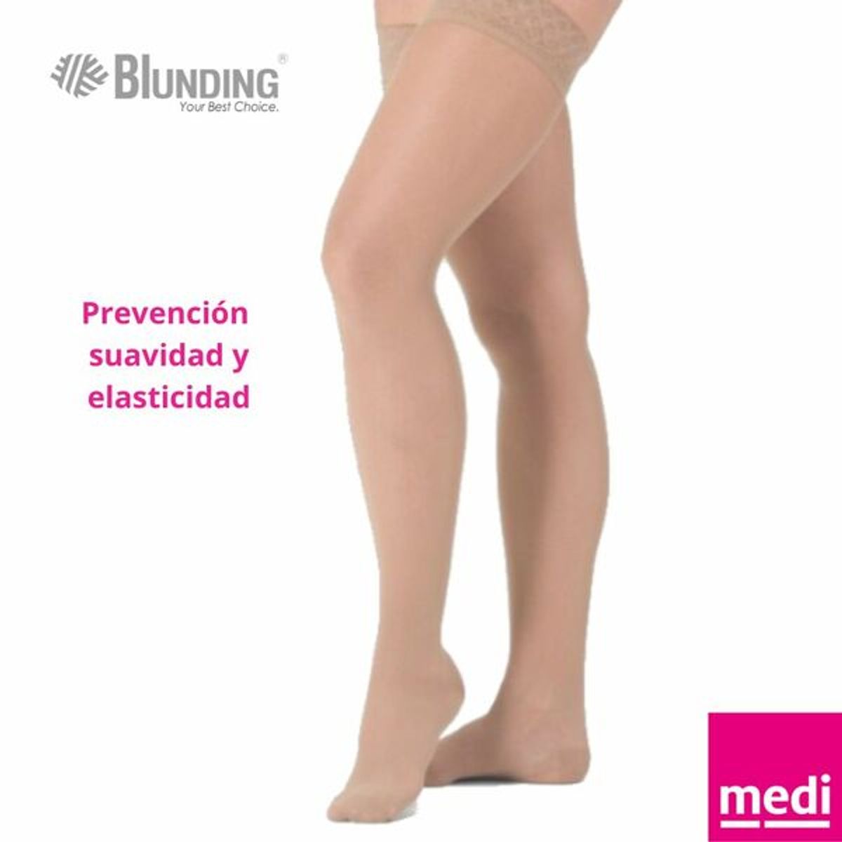 MEDI - Medias Compresiva Muslo Topband Swing 70 Den Color Beige Talla I