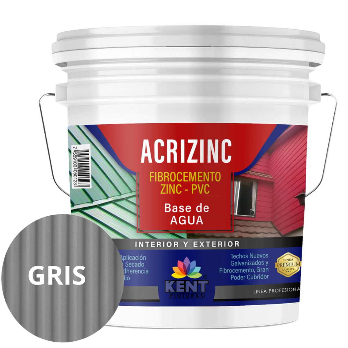 KENT - Pintura para techos Acrizinc Tineta Gris