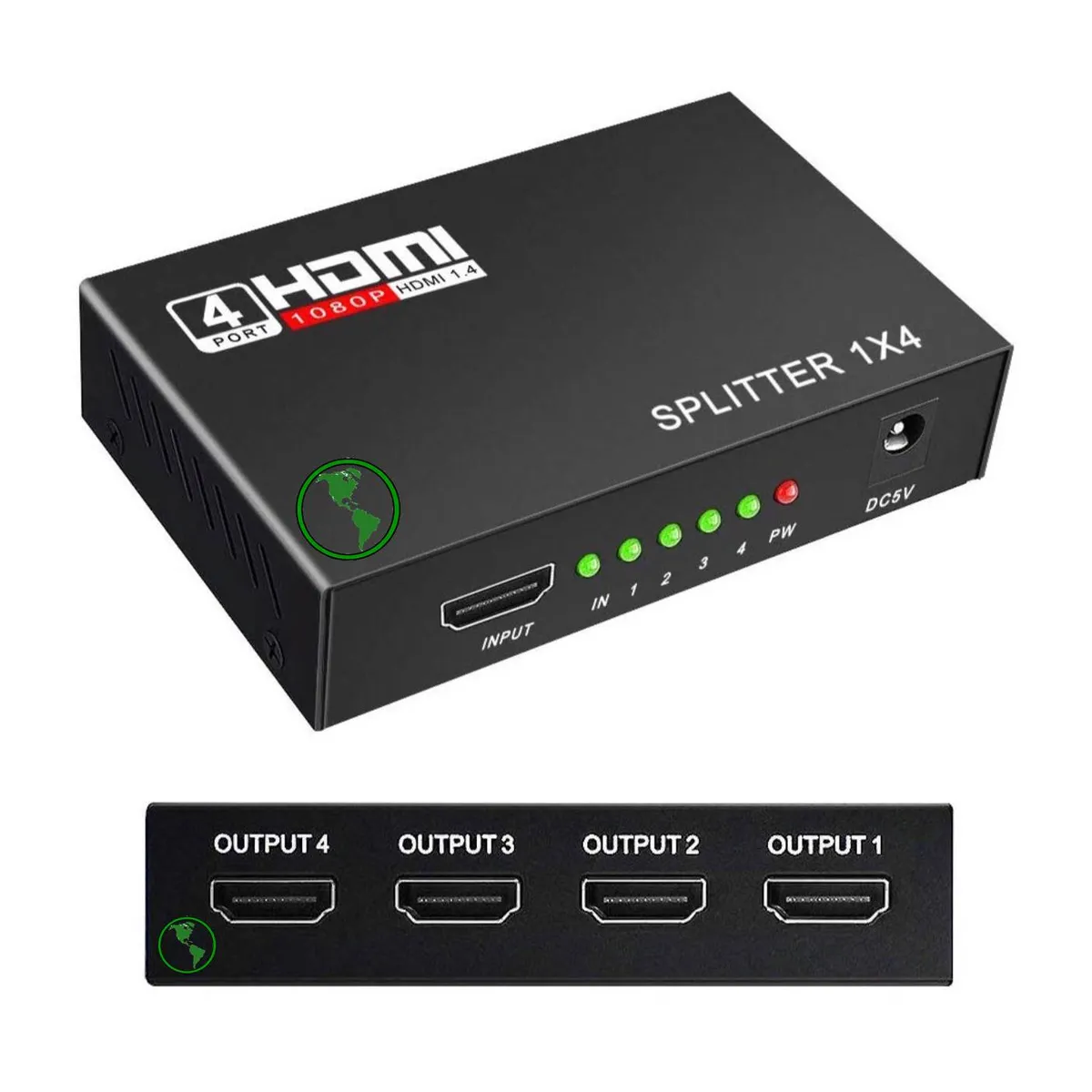 GENERICO - Splitter Hdmi 1x4 Activo 4 Salidas Tv Led Lcd 1080p Hd