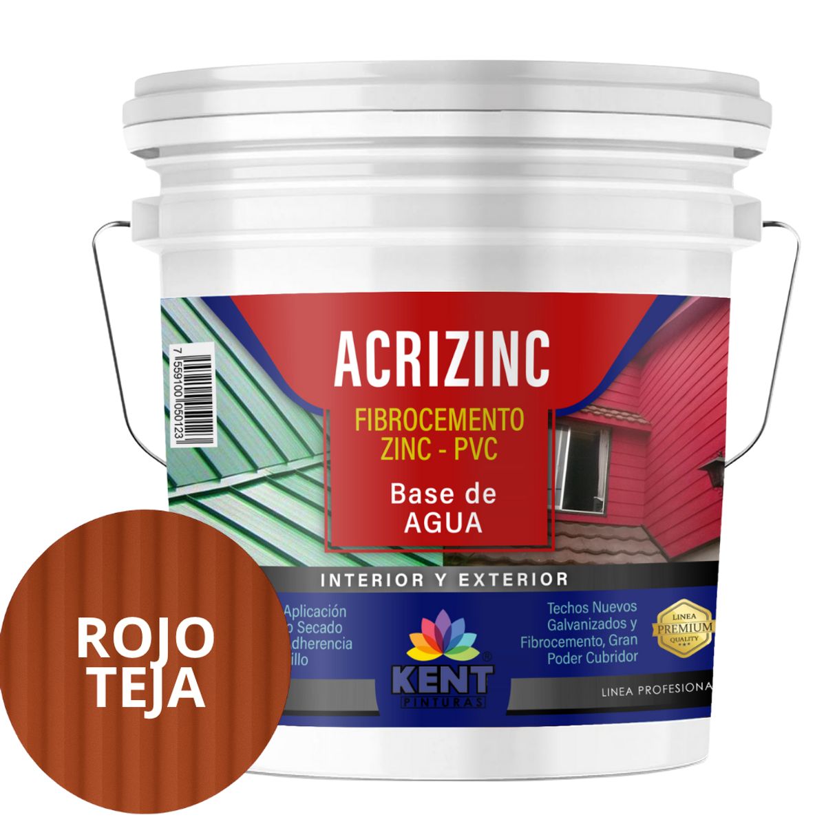 KENT - Pintura para techos Acrizinc Tineta Rojo tejas