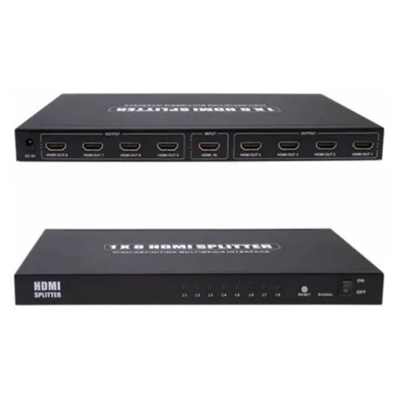 GENERICO - Splitter Hdmi 1x8 Activo 1.4 Fullhd 1080p Metálico 8 Salidas