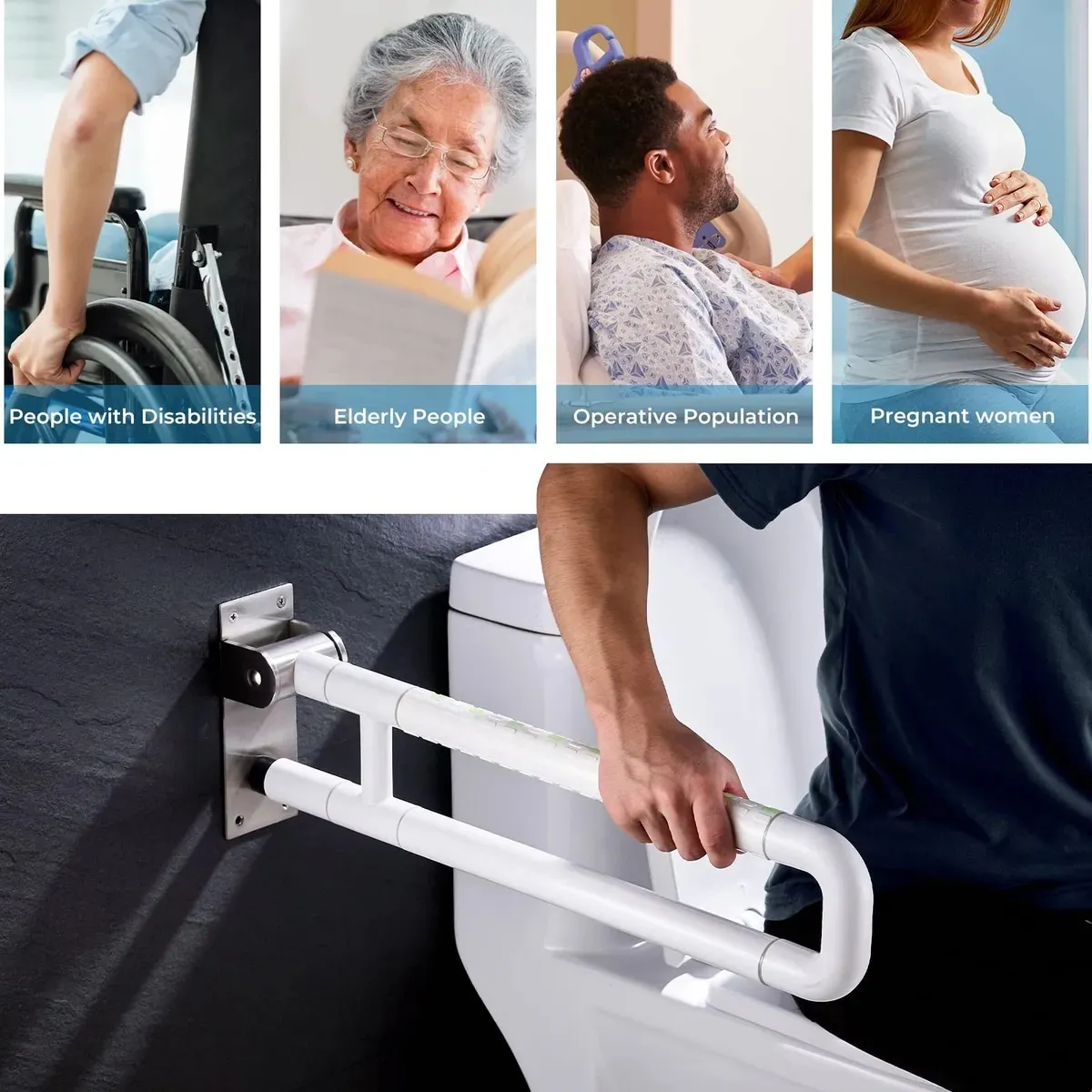 EVERSO - Barra Seguridad Para Discapacitados Abatible Acero Inox 60cm