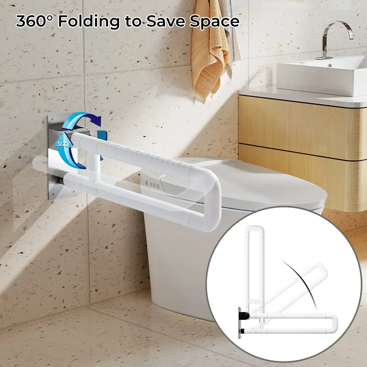 EVERSO - Barra Seguridad Para Discapacitados Abatible Acero Inox 60cm