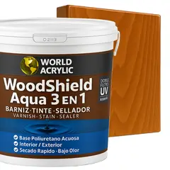 WORLD ACRYLIC - Barniz woodshield aqua 3 en 1 Mañio