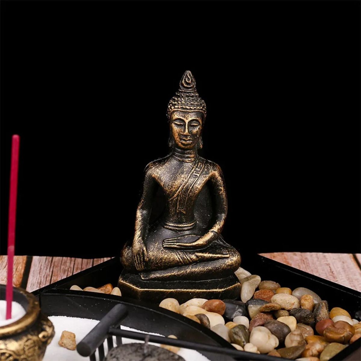 MOVI - Figura Buda con Jardín Zen y Accesorios Decorativos
