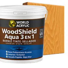 WORLD ACRYLIC - Barniz woodshield aqua 3 en 1 Natural