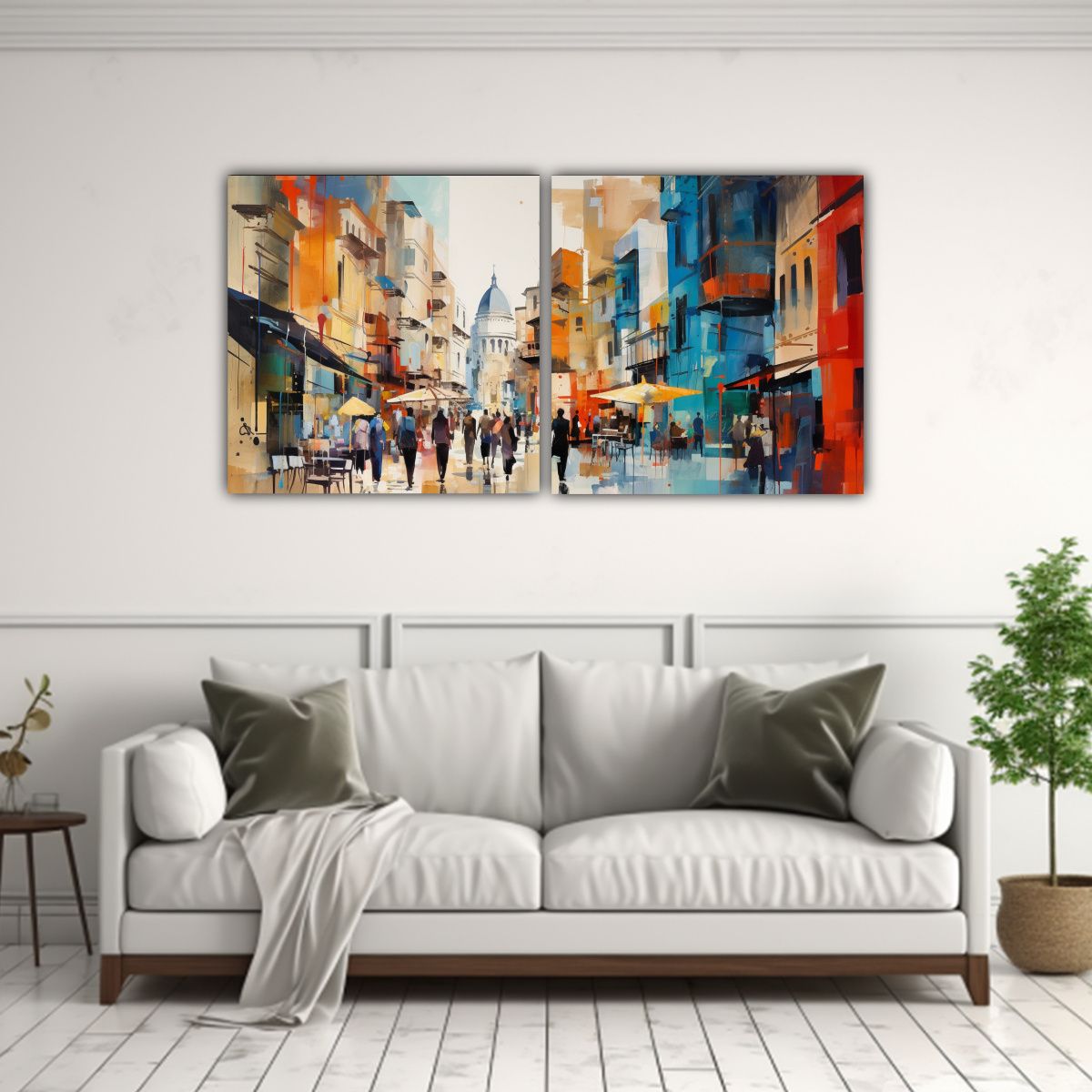GENERICO - Interpretación Abstracta De Una Calle Animada En 80x40 Cm