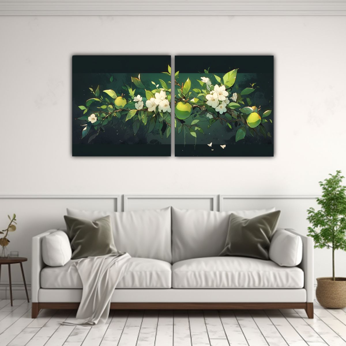 GENERICO - Composiciones Cuadro Atractiva Árbol Manzana En 80x40 Cm