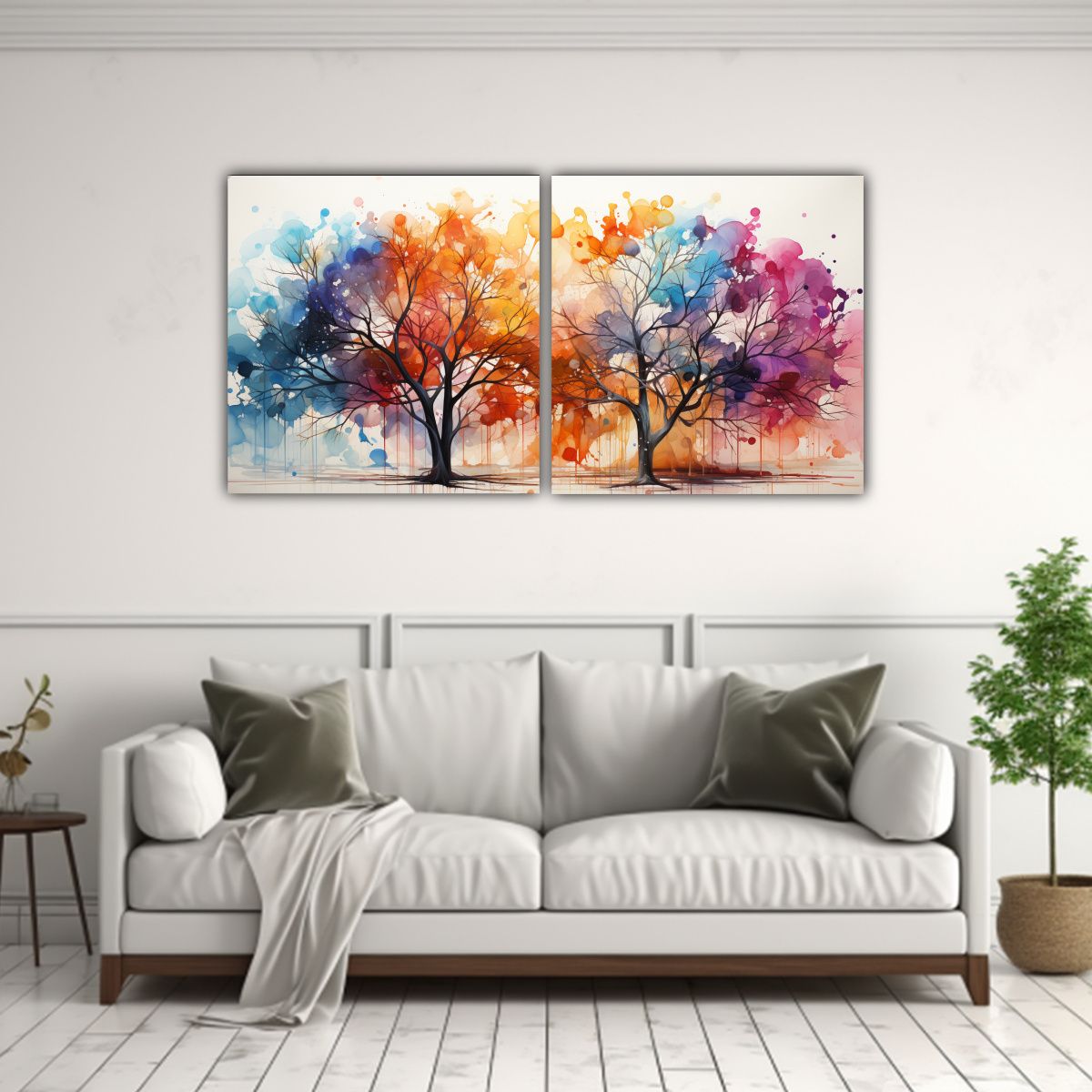 GENERICO - Set 2 Telas En Bastidor Calidos Unica A Aspen 60x30 Cm