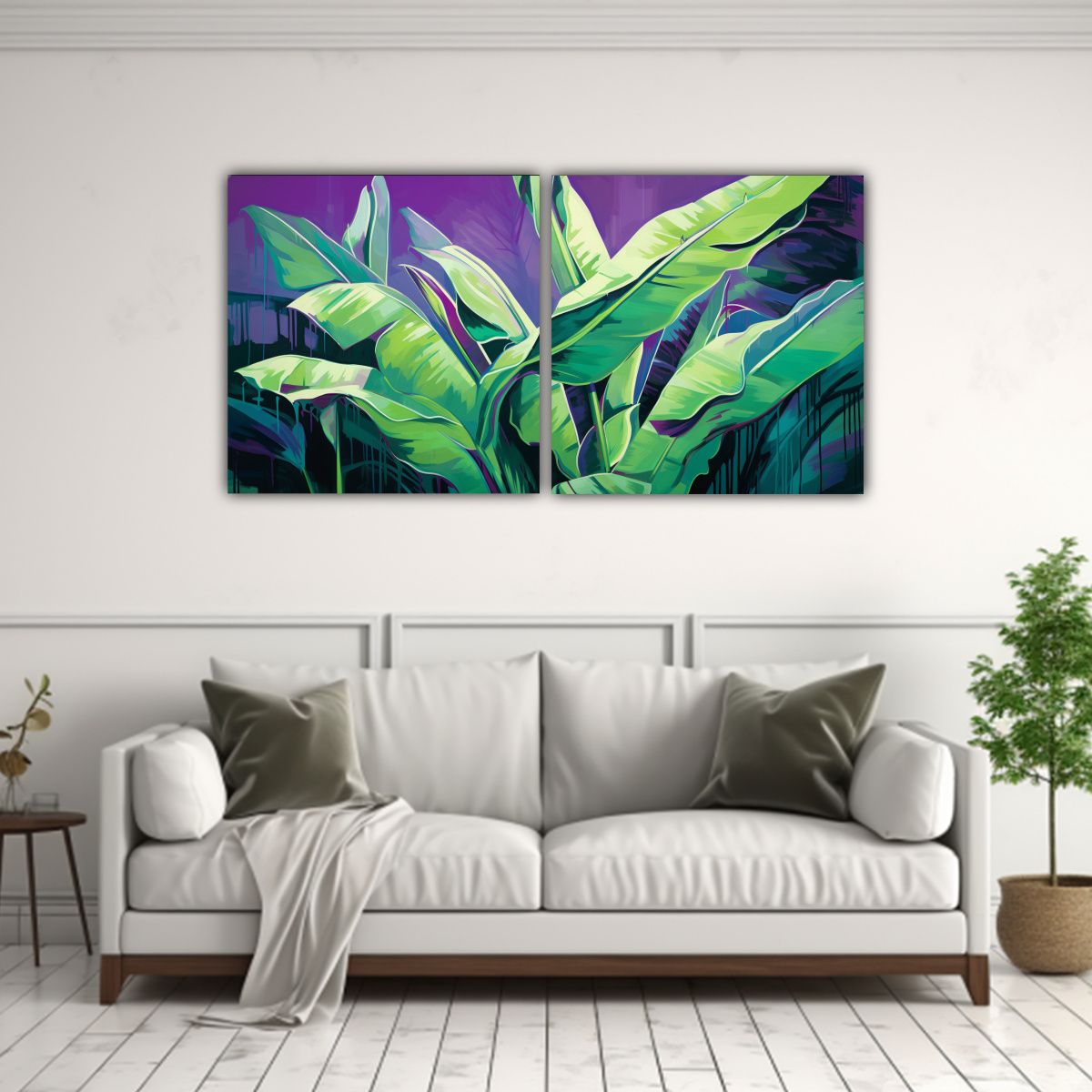 GENERICO - Díptico Tonos Temática A Banana Tree En Colores 60x30 Cm