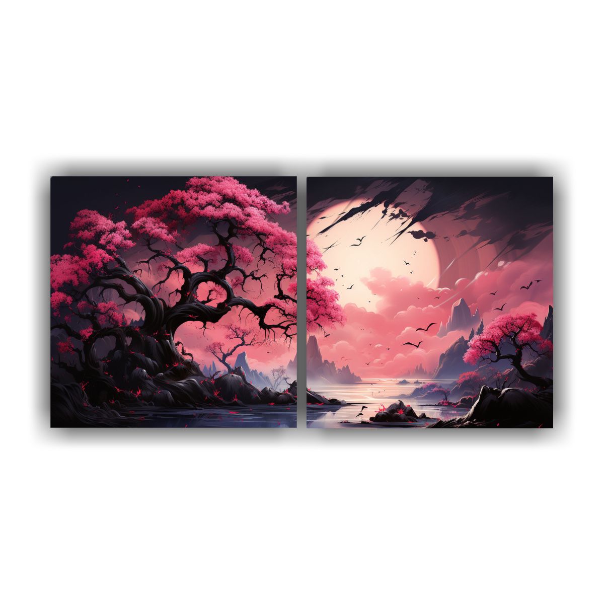 GENERICO - Pinturas Decorativas De 2 Bellas Artes Con 60x30 Cm