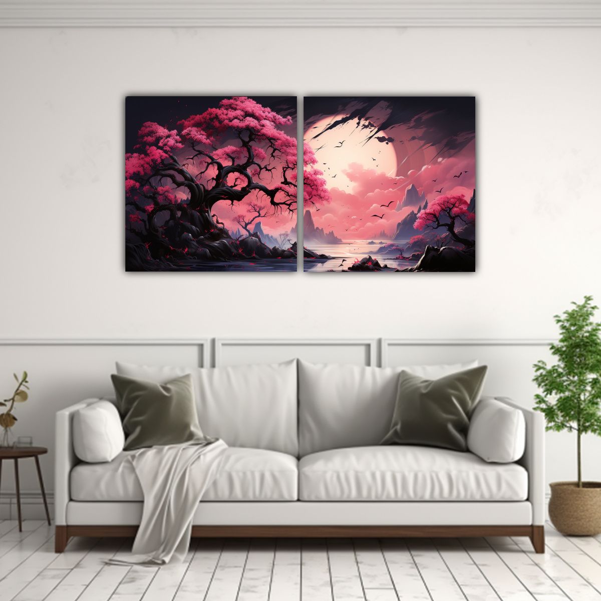 GENERICO - Pinturas Decorativas De 2 Bellas Artes Con 60x30 Cm