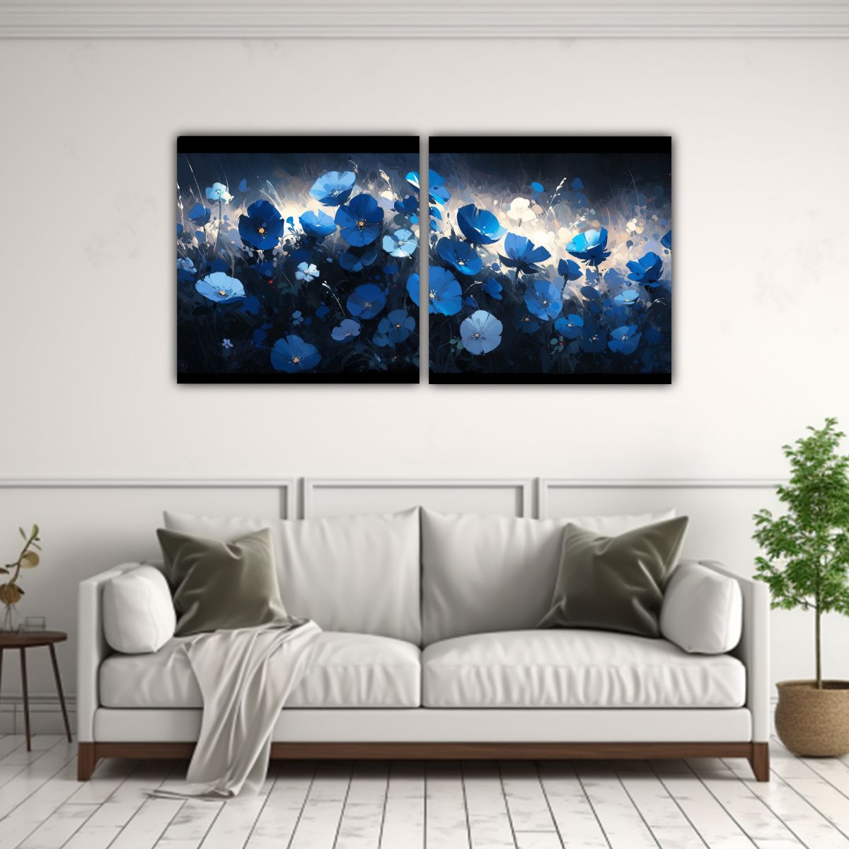 GENERICO - Pintura En Lienzo De Flores En Colores Negro Y 80x40 Cm