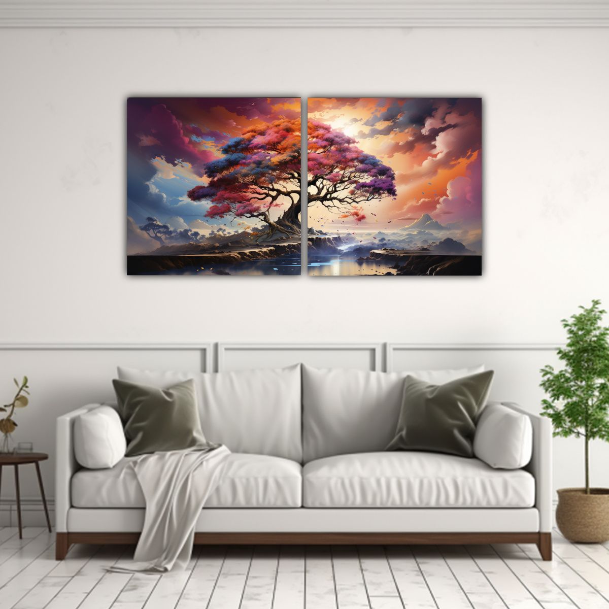 GENERICO - Pintura Abstracta Acuarela De Un árbol Bonsái 80x40 Cm