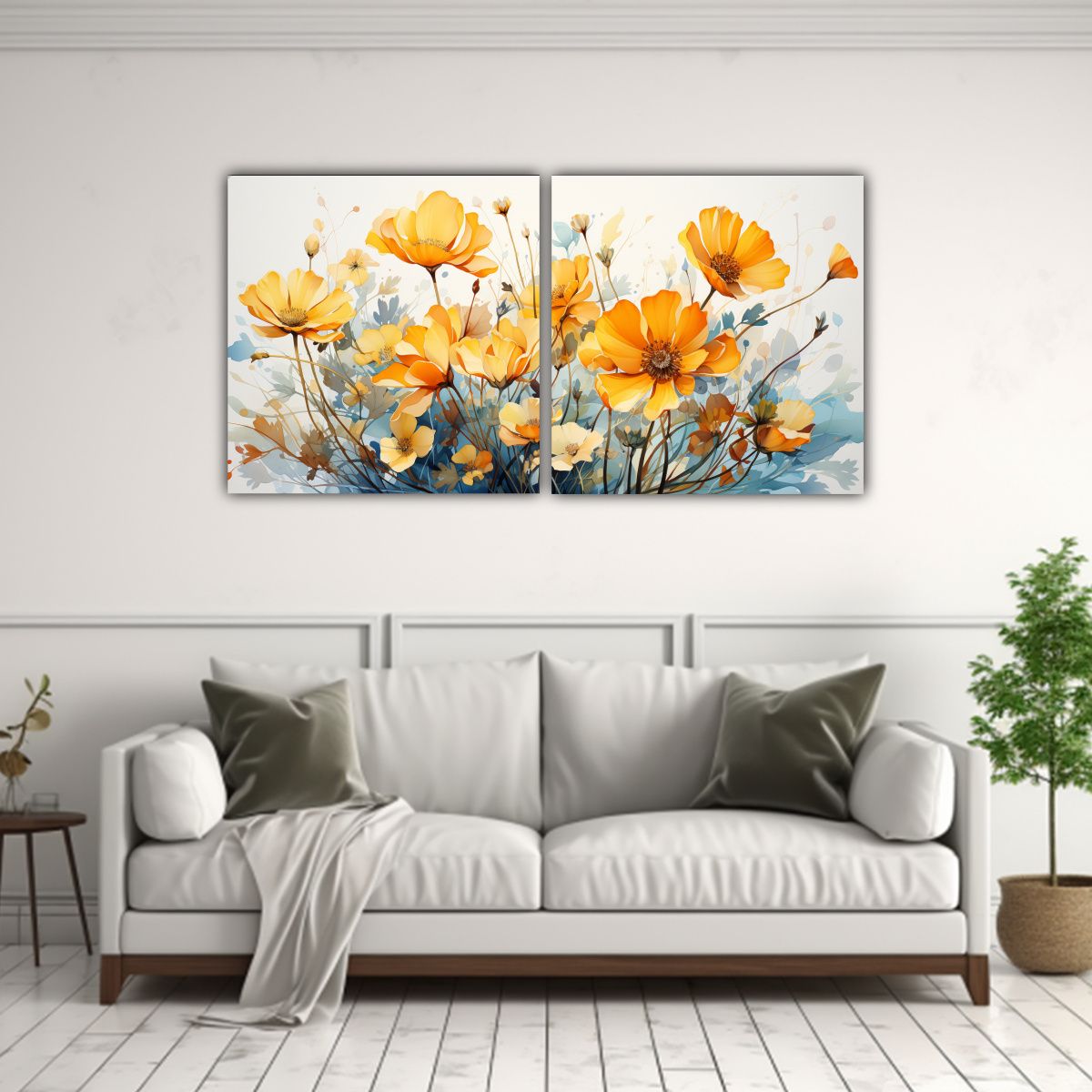 GENERICO - Conjunto 2 Lienzos Tela Creativa Flores Amapolas 80x40 Cm