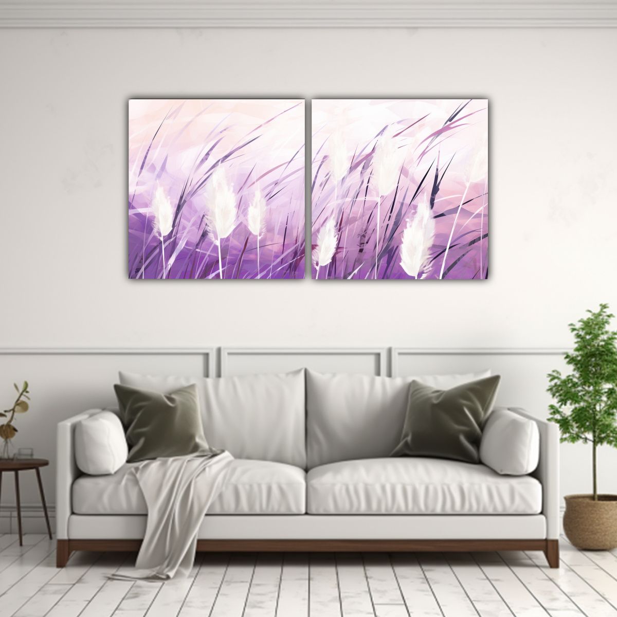 GENERICO - Lienzos Calidos De Tela En Púrpura Y Blanco Con 100x50 Cm