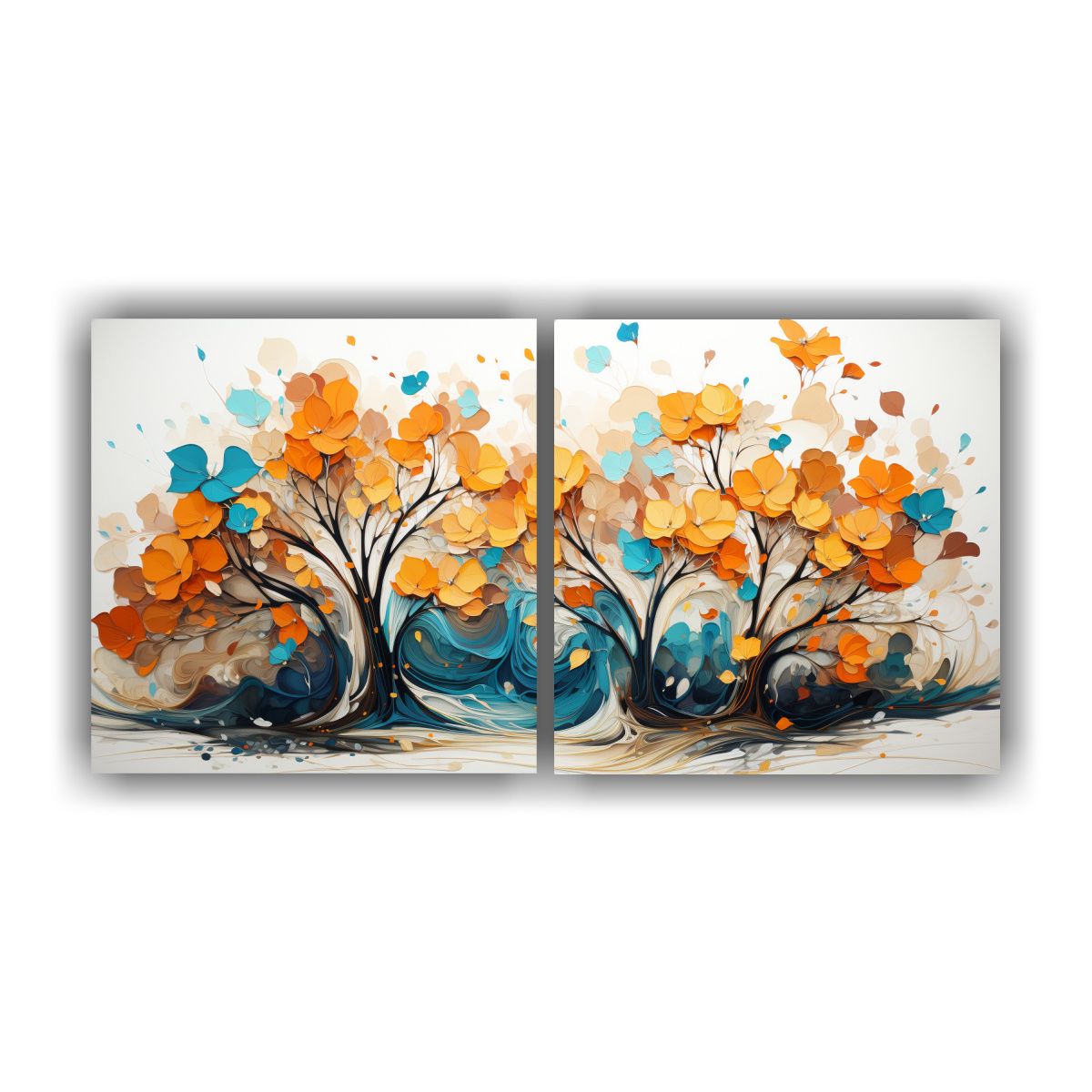 GENERICO - Set De 2 Telas En Bastidor Horizontal De Árbol 80x40 Cm