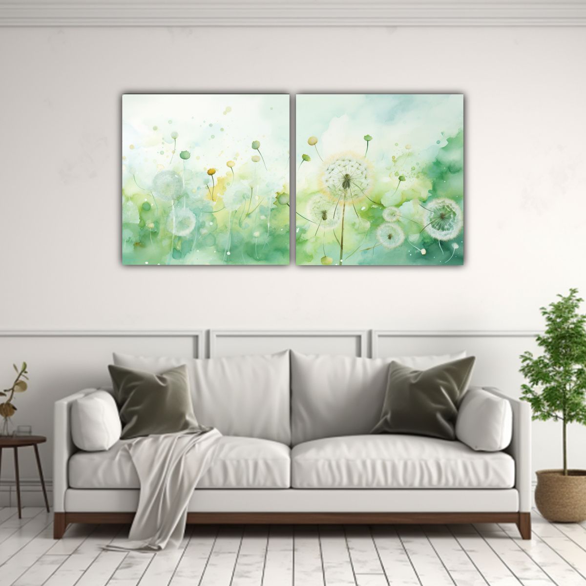 GENERICO - Lienzos De Tela Decoración Diente De León Verde 100x50 Cm