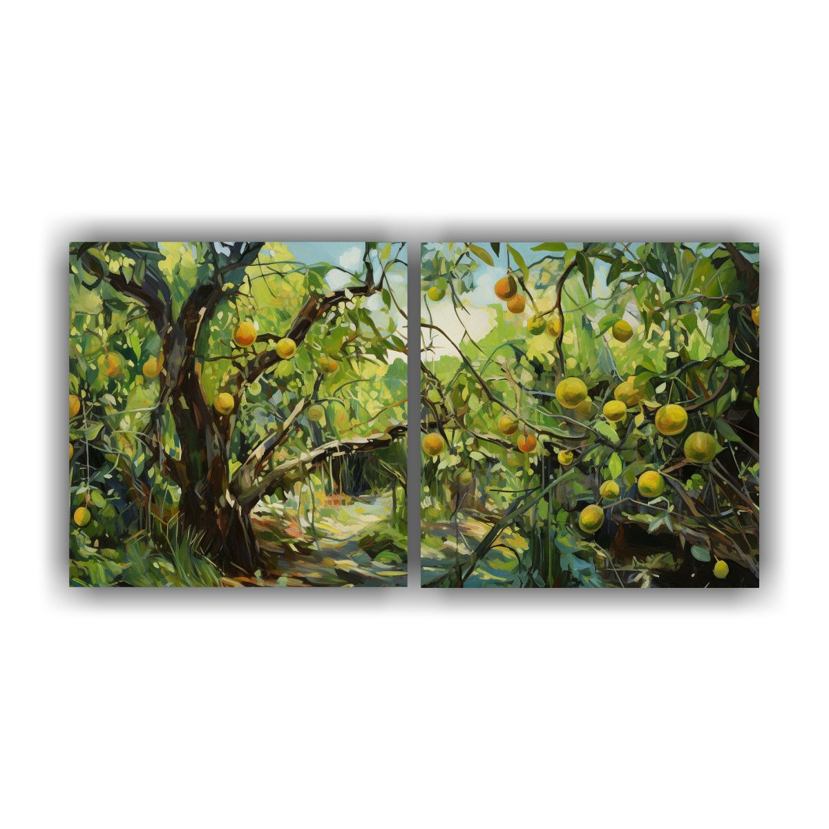 GENERICO - Paisaje En Relieve De Árboles Frutales Pintura 80x40 Cm