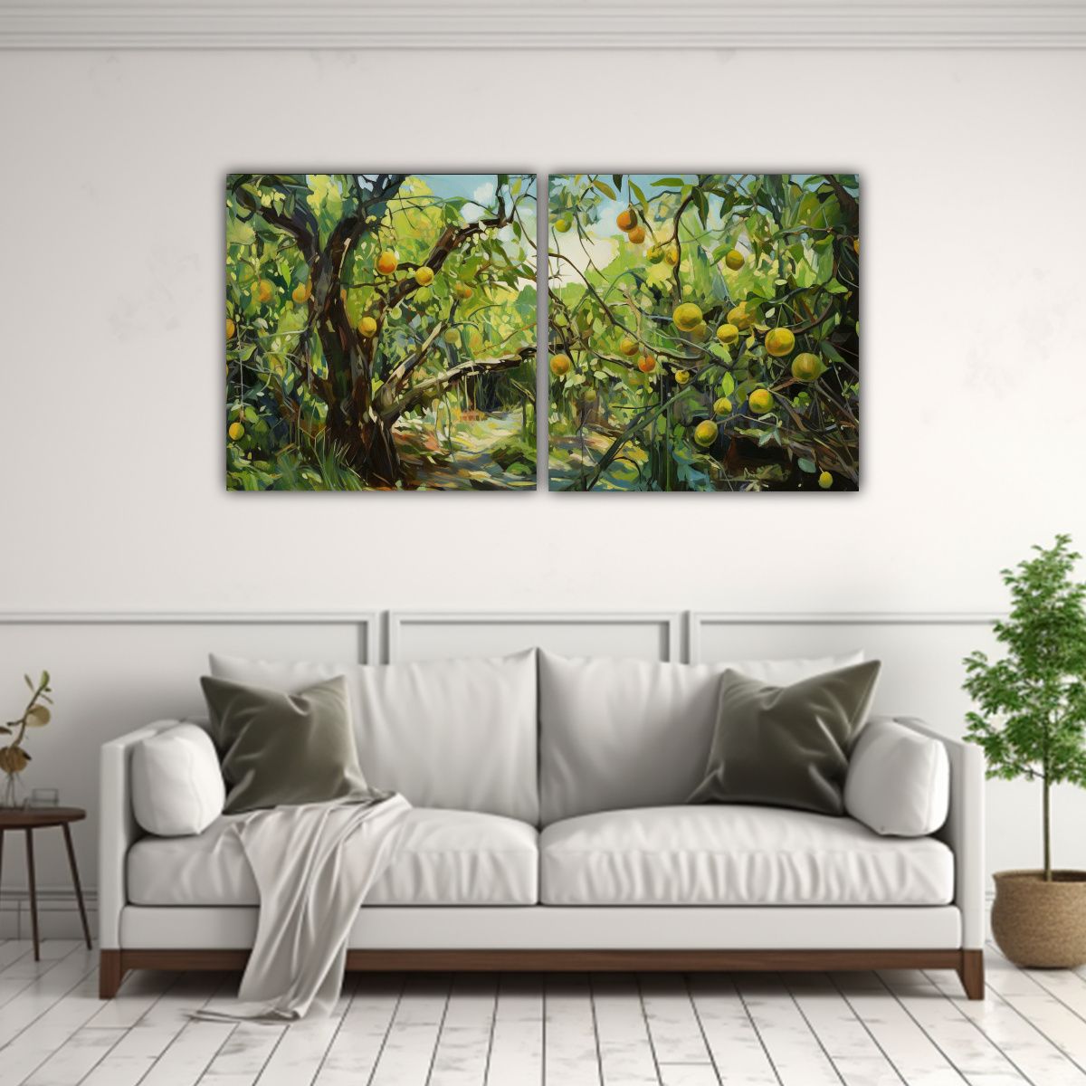 GENERICO - Paisaje En Relieve De Árboles Frutales Pintura 80x40 Cm