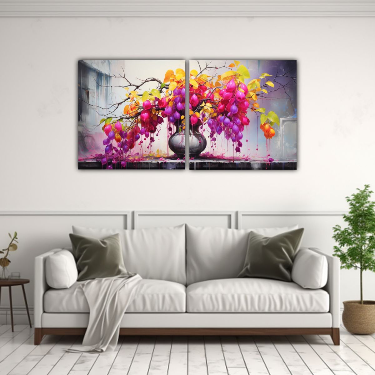 GENERICO - Dos Lienzos Hermoso Visión Fucsia Bonsai 100x50 Cm