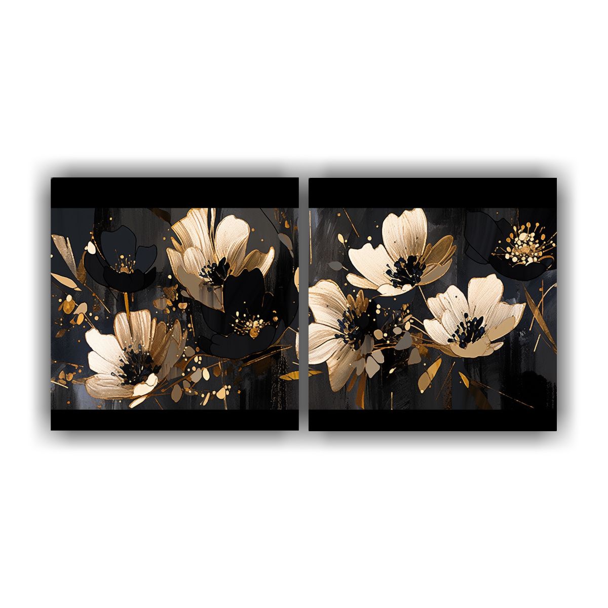 GENERICO - Pintura Floral En Lienzo Dos Composiciones Finas 60x30 Cm