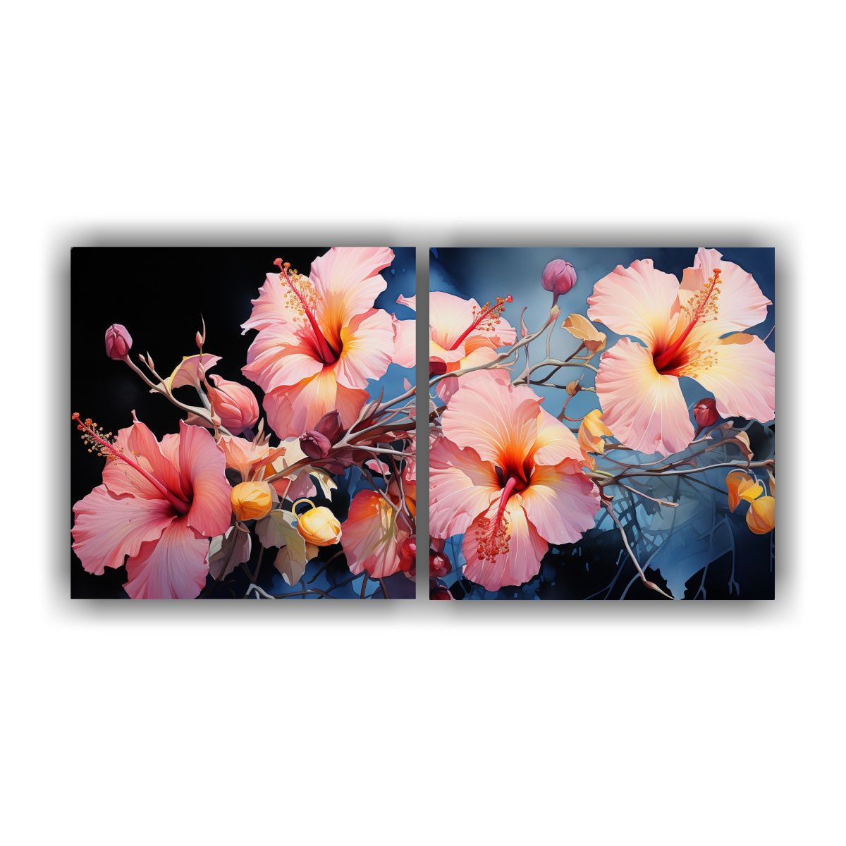 GENERICO - Cuadros Abstractos Pop Art De Flores De Hibisco 80x40 Cm