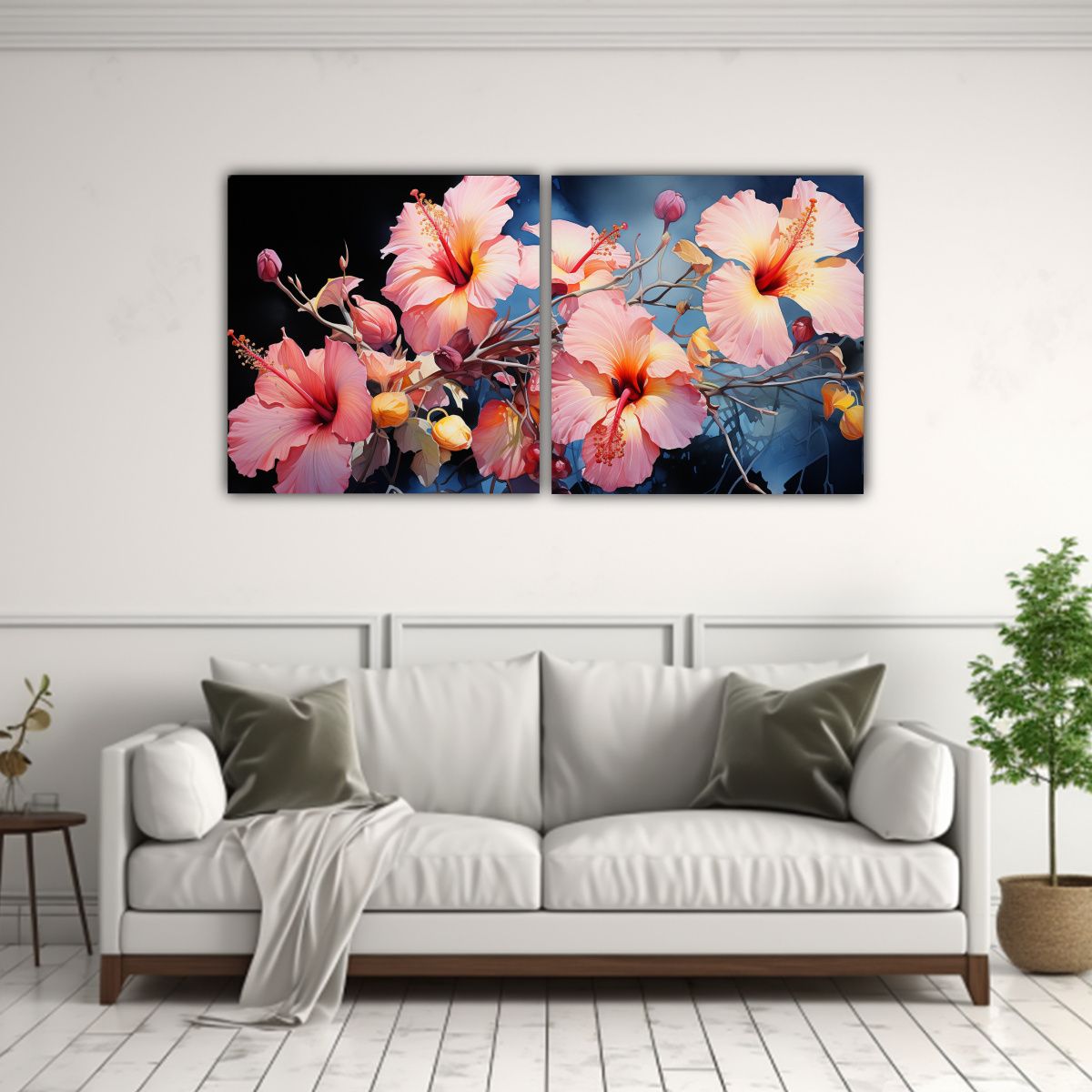 GENERICO - Cuadros Abstractos Pop Art De Flores De Hibisco 80x40 Cm