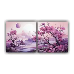 GENERICO - Artes De Pared Expresión Fantasía Árbol Morado 100x50 Cm