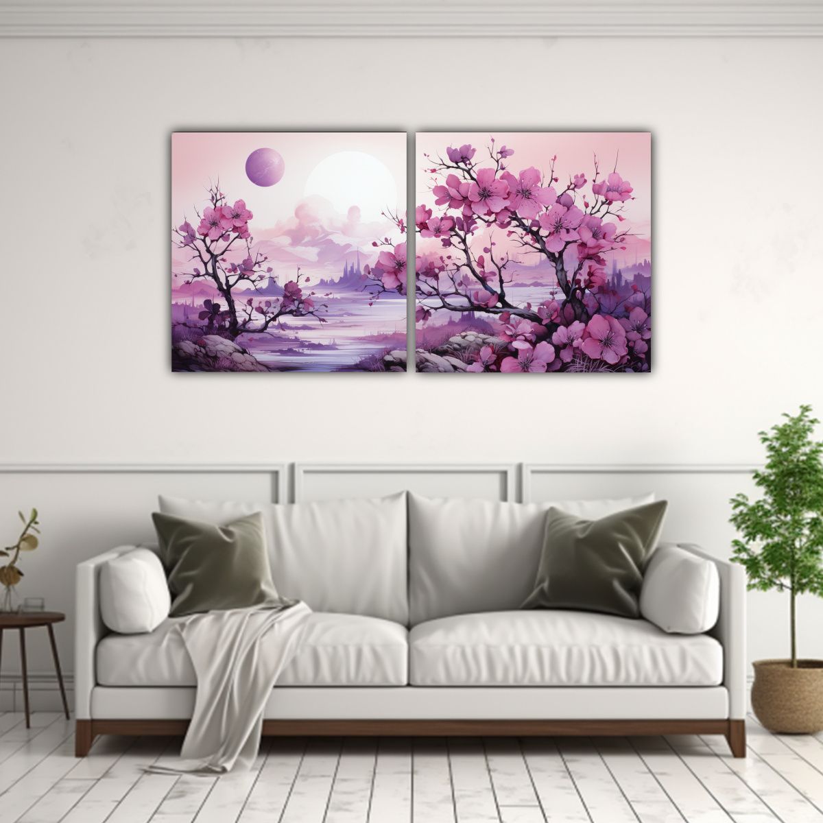 GENERICO - Artes De Pared Expresión Fantasía Árbol Morado 80x40 Cm