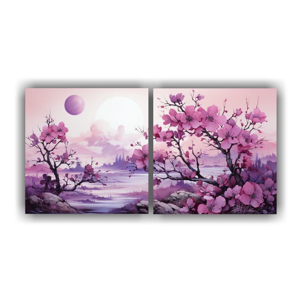 GENERICO - Artes De Pared Expresión Fantasía Árbol Morado 60x30 Cm