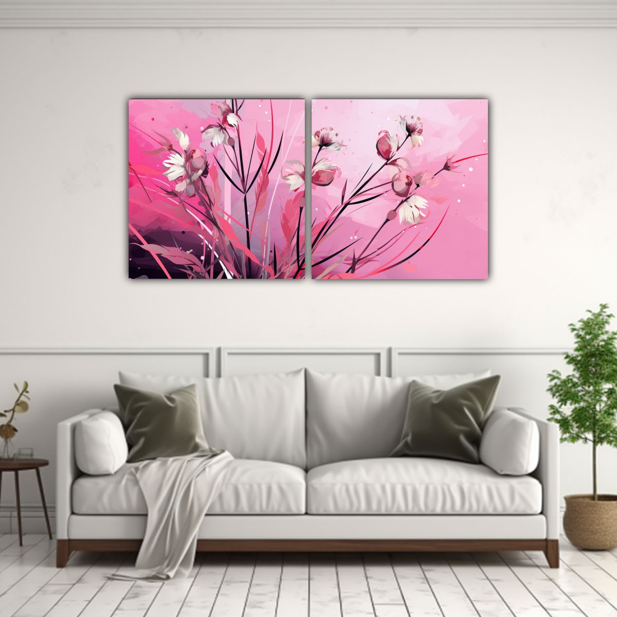 GENERICO - Cuadros Inspiradores Lemongrass En Rosa Neonoir 80x40 Cm