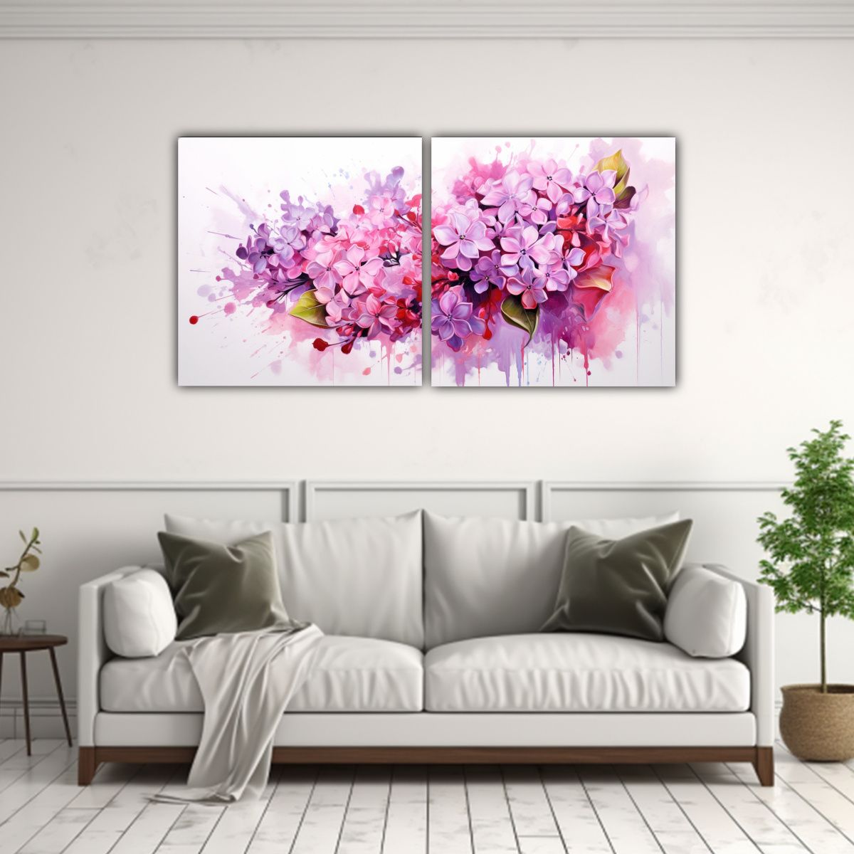 GENERICO - Dos Cuadros Decoración Exposición Flores De 80x40 Cm