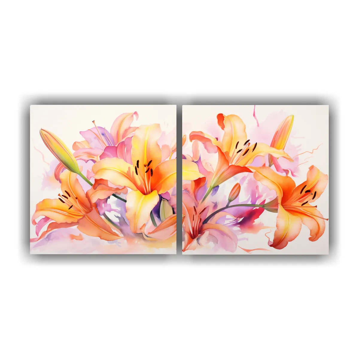 GENERICO - Pintura Abstracta De Flores Lirios En Colores 60x30 Cm