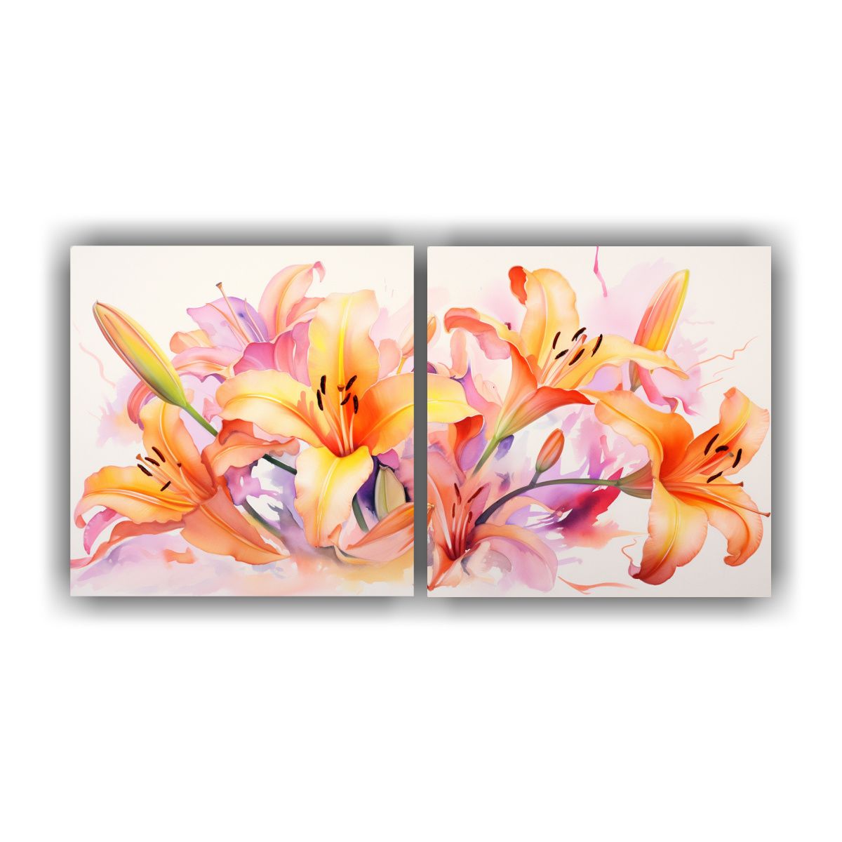 GENERICO - Pintura Abstracta De Flores Lirios En Colores 60x30 Cm