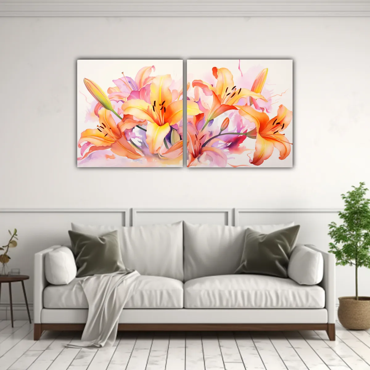 GENERICO - Pintura Abstracta De Flores Lirios En Colores 60x30 Cm