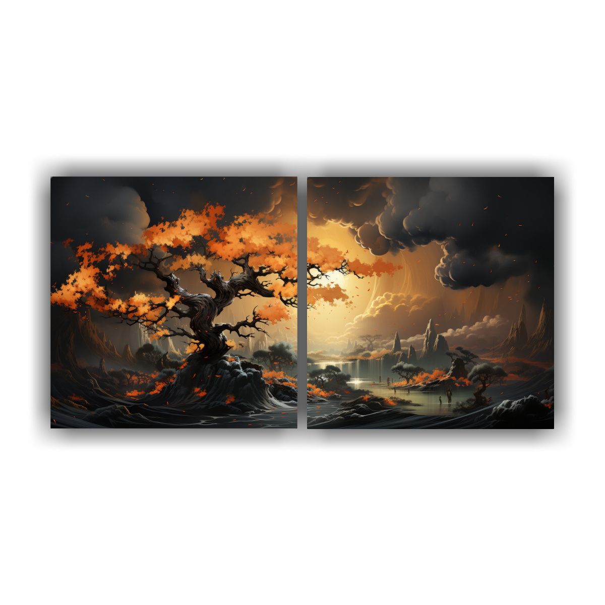 GENERICO - Pintura De Pared Movimiento Equilibrio Roble En 100x50 Cm