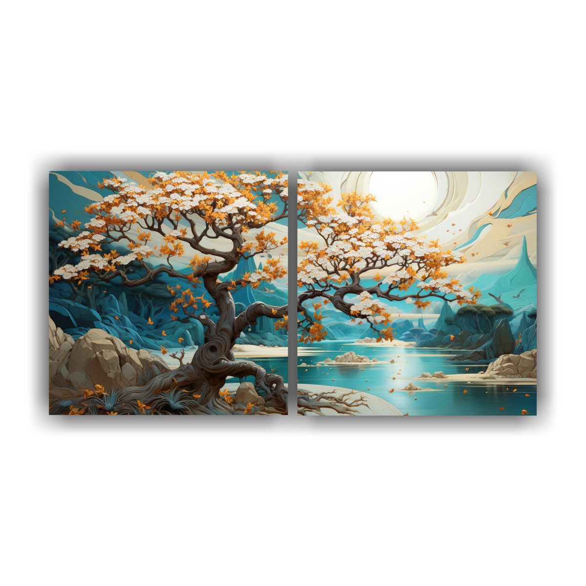 GENERICO - Pintura Abstracta árbol De Roble En Colores 100x50 Cm